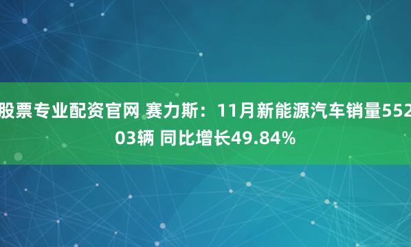 股票专业配资官网 赛力斯：11月新能源汽车销量55203辆 同比增长49.84%